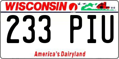 WI license plate 233PIU