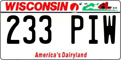 WI license plate 233PIW