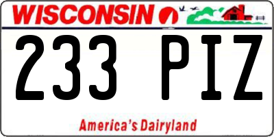 WI license plate 233PIZ