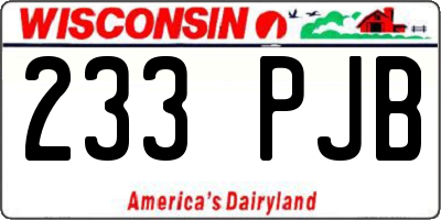 WI license plate 233PJB