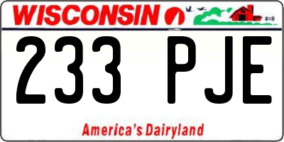 WI license plate 233PJE