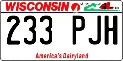 WI license plate 233PJH