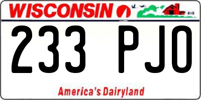 WI license plate 233PJO