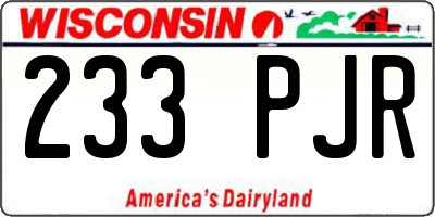 WI license plate 233PJR
