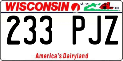 WI license plate 233PJZ