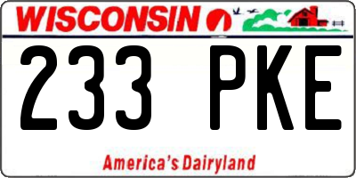 WI license plate 233PKE