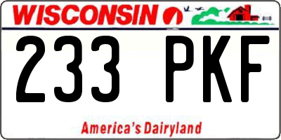 WI license plate 233PKF