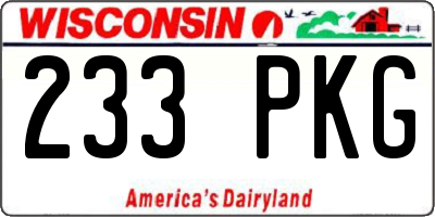 WI license plate 233PKG