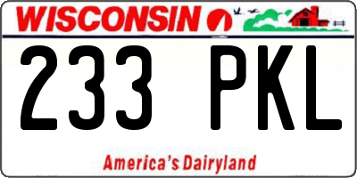 WI license plate 233PKL