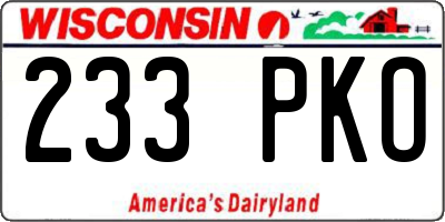 WI license plate 233PKO