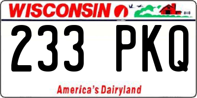 WI license plate 233PKQ