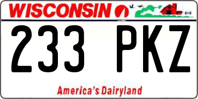 WI license plate 233PKZ