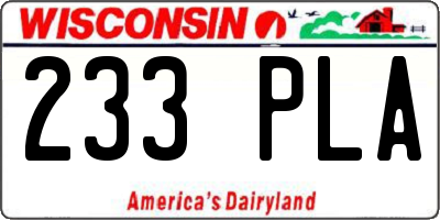 WI license plate 233PLA