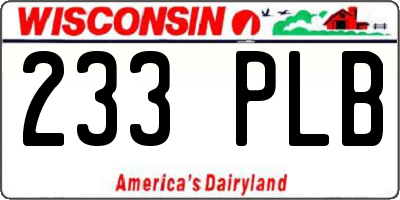 WI license plate 233PLB