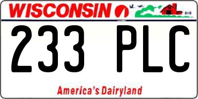 WI license plate 233PLC