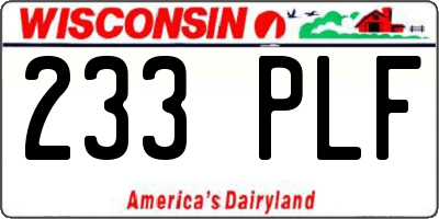 WI license plate 233PLF