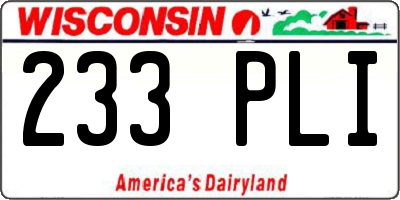 WI license plate 233PLI