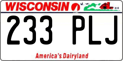 WI license plate 233PLJ