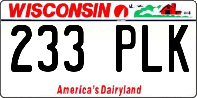 WI license plate 233PLK