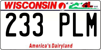 WI license plate 233PLM