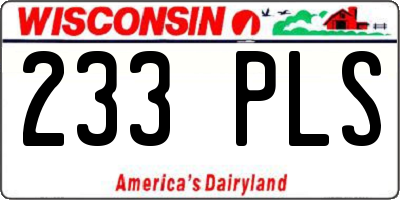 WI license plate 233PLS