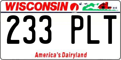 WI license plate 233PLT