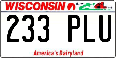 WI license plate 233PLU