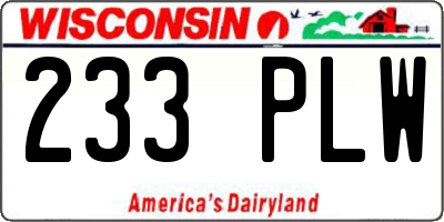 WI license plate 233PLW