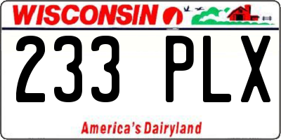WI license plate 233PLX