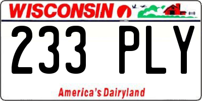 WI license plate 233PLY