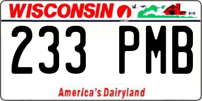 WI license plate 233PMB