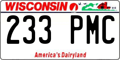 WI license plate 233PMC