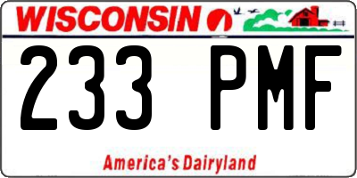 WI license plate 233PMF
