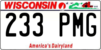 WI license plate 233PMG