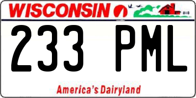 WI license plate 233PML