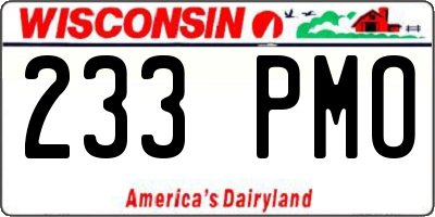 WI license plate 233PMO