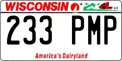 WI license plate 233PMP