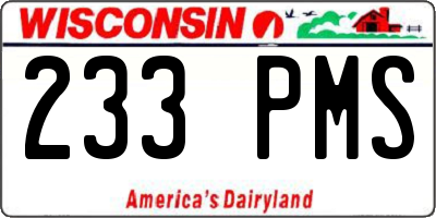 WI license plate 233PMS