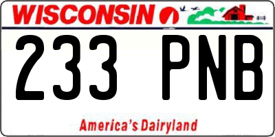 WI license plate 233PNB