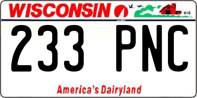 WI license plate 233PNC