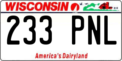 WI license plate 233PNL
