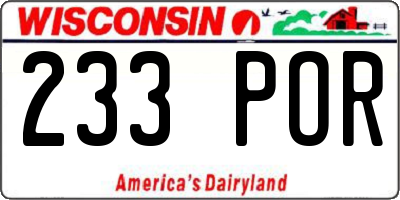 WI license plate 233POR