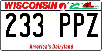 WI license plate 233PPZ