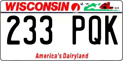 WI license plate 233PQK
