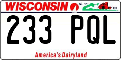 WI license plate 233PQL