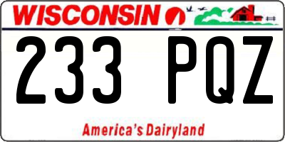 WI license plate 233PQZ