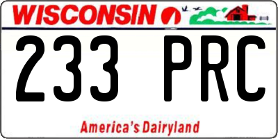 WI license plate 233PRC