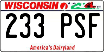 WI license plate 233PSF