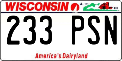 WI license plate 233PSN