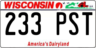 WI license plate 233PST